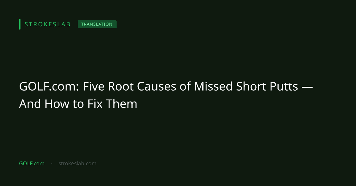 GOLF.com: Five Root Causes of Missed Short Putts — And How to Fix Them